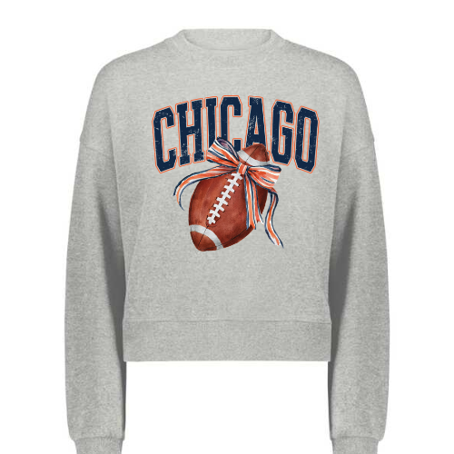 Ladies Crop Sweatshirt - Football With Bow